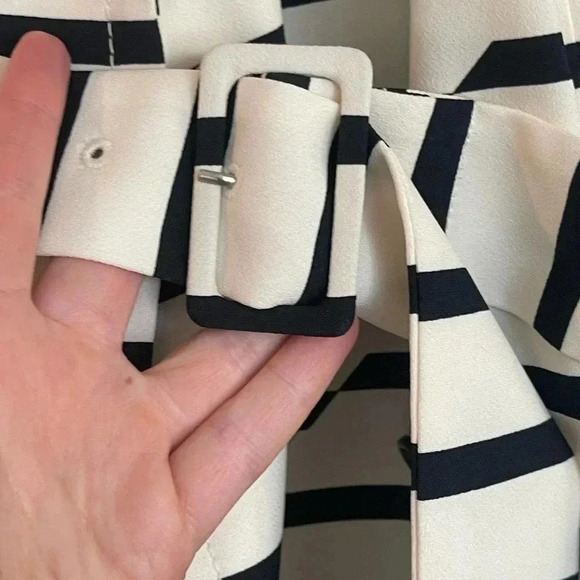 Madewell Parcel Striped Long Sleeve Double Breasted Belted Trench Coat Small - Picture 8 of 12